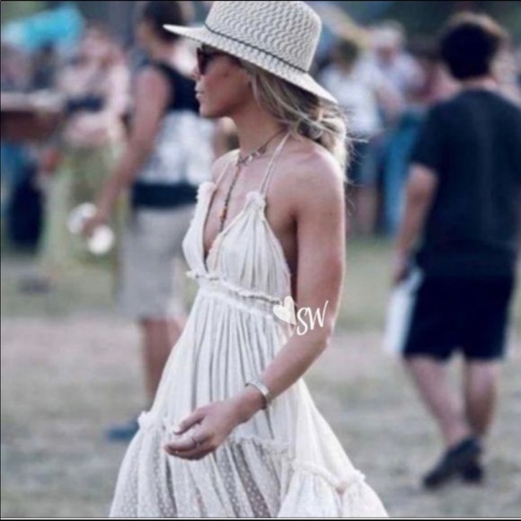 New Boho Lace Halter Open Back Tunic Dress Festival Beach - Picture 6 of 10